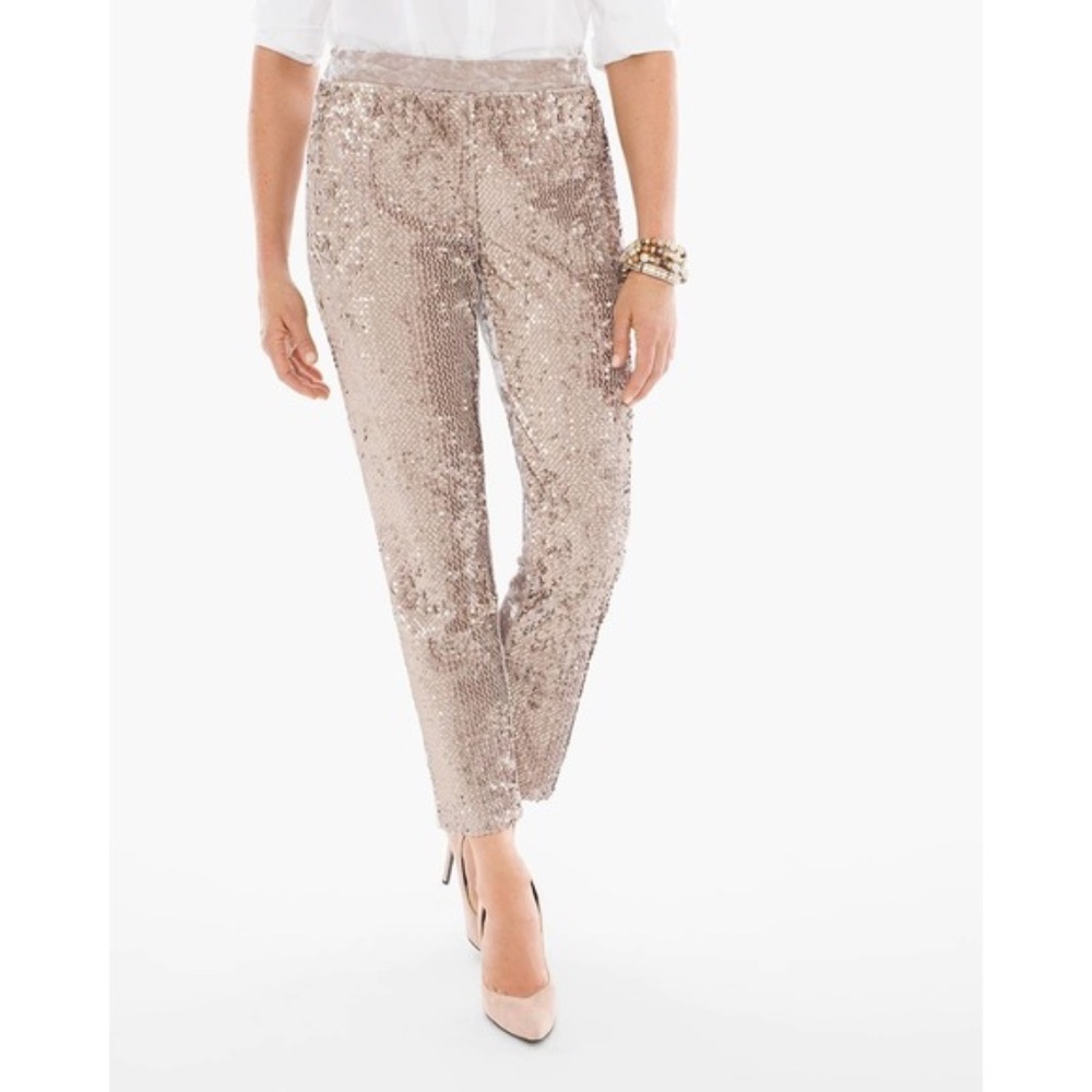 Chico's Chicos Ultimate Fit Sequin Velvet / Velour Pants Size M